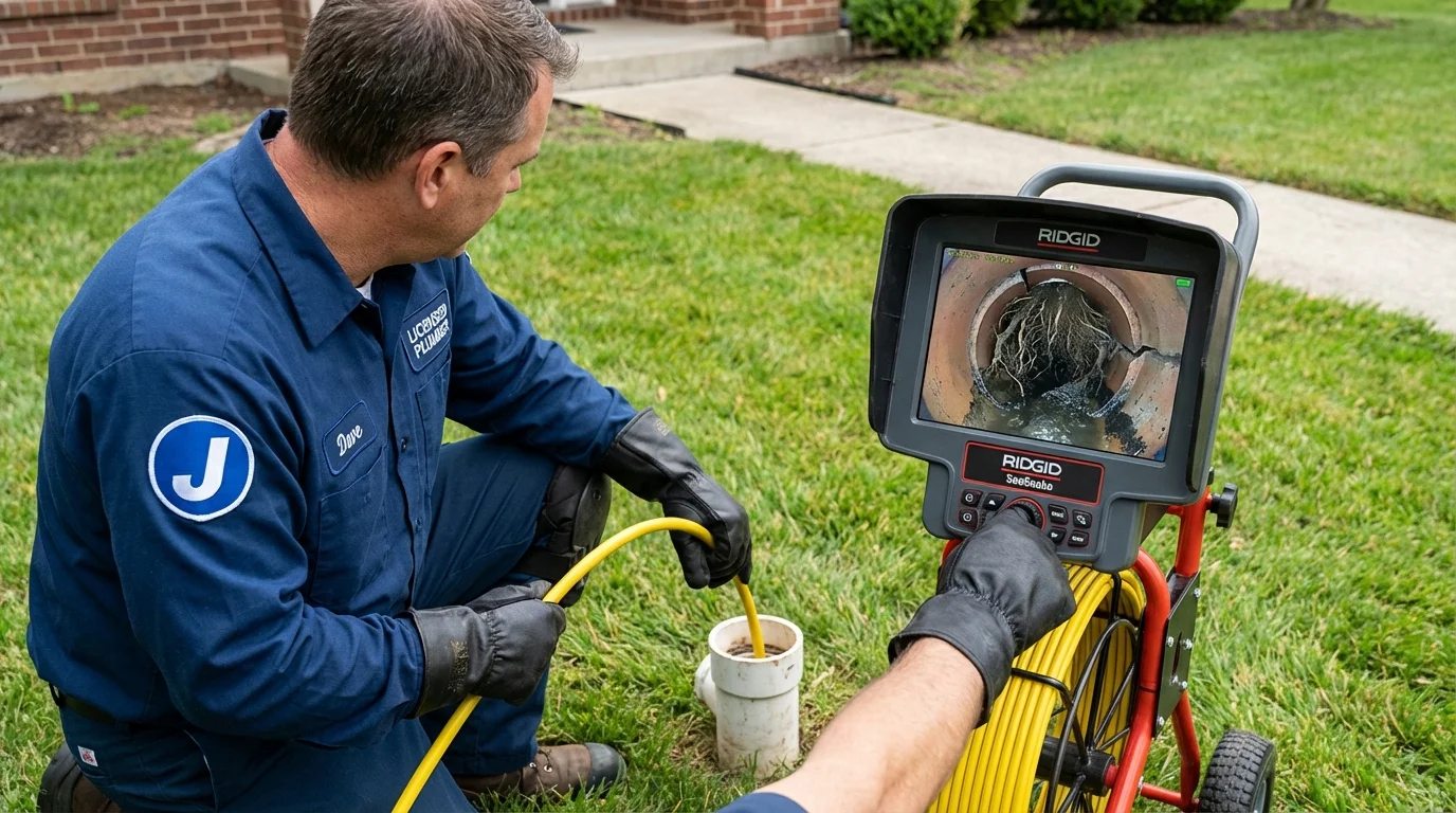 Sewer camera inspection being performed by Johns Plumbing LLC in Pella